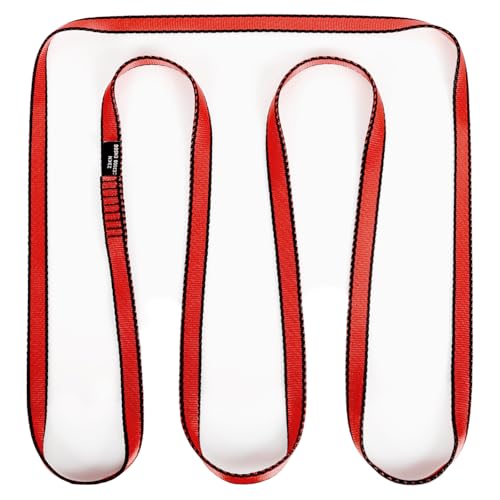 18mm Nylon Climbing Sling Runner, 23KN CE2008/EN566 Certified | Durable Nylon Webbing Straps for Rock Climbing, Anchoring, Hammocks & Outdoor Adventures - color: Red, size: 150cm/ 60inch|Single Unit
