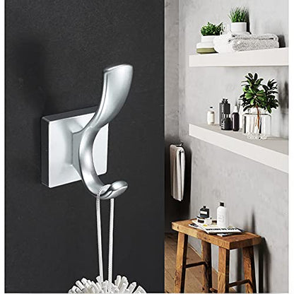 Wall Mounted Coat Rack 5 Pack Coat Hooks Home Simple Wall Hooks Metal Coat Hooks Heavy Duty Wall Hooks for Hanging Coats Scarves Bags Hats Storage Benches (Color : Gold) (Silver)