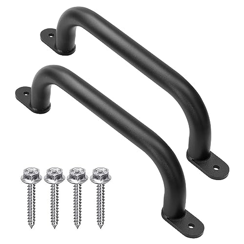 13'' Black Playground Handles Safety Grab Bar Indoor & Outdoor 2pcs | Heavy Duty Solid Metal, Non-Slip Matte Powder Coated, Comfy Secure Handle Bar, Playset Playhouse Climbing Frame Jungle Gym - color: Black - B