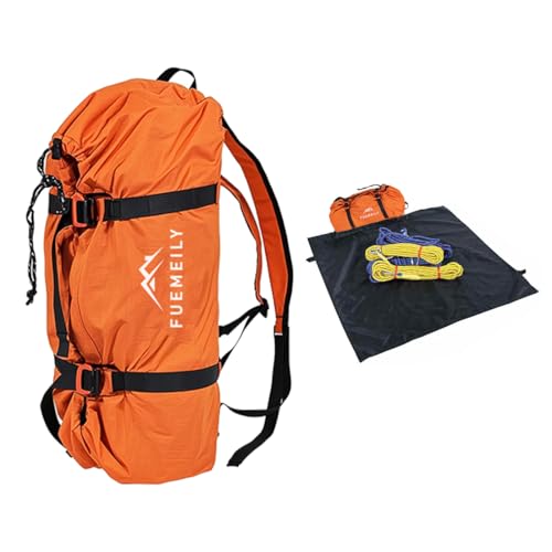 Rock Climbing Rope Bag with Ground Sheet, Orange | Large Capacity, Folding Rope Storage Backpack, Adjustable Straps Outdoor Climbing Gears - color: 1-orange