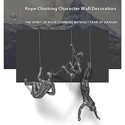 Set Of 2 Climbing Man Wall Art Decor Rock Climbing Men Figures Wall Hanging Design Gifts 3D Wall Art Outdoor Mountain Decoration Signage Cool Man Cave Stuff Wall Walking Western Sculpture