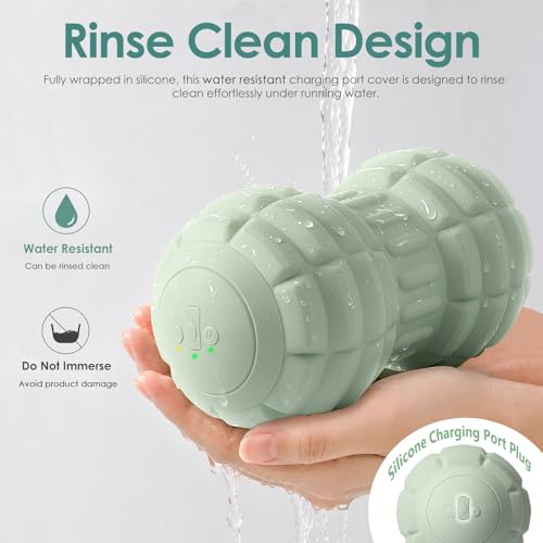 Silicone Vibrating Peanut Massage Ball Roller, Water Resistant Electric Double Lacrosse Massage Ball with 4 Intensities for Muscle Tightness, Deep Tissue Massager for Foot, Back, Hip (Green) - color: Green