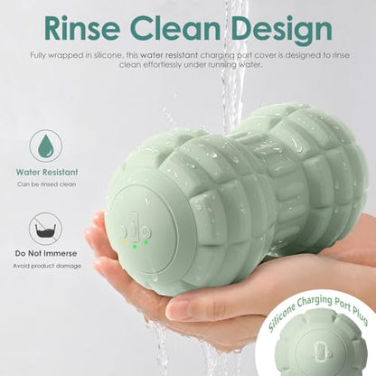 Silicone Vibrating Peanut Massage Ball Roller, Water Resistant Electric Double Lacrosse Massage Ball with 4 Intensities for Muscle Tightness, Deep Tissue Massager for Foot, Back, Hip (Green) - color: Green