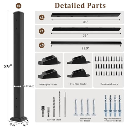 Aluminum Deck Railing Kit, Modular 36 in H. x 3Ft W Stair Railing Kit for Outdoor Steps,Heavy Duty Balustrade System for Deck, Porch, Patio & Balcony(1 Post, 1 Panel) - size: 3 Feet-Stair