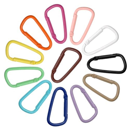 Mini Skater 1.8 Inch Coated Small Keychain Carabiner Clip Spring Snap Hook Aluminum Alloy D Ring for Keys Backpack Dog Leashes Hiking Camping Outdoor Activities,12 Pcs