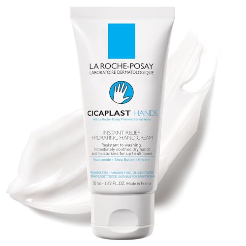 La Roche-Posay Cicaplast Hand Cream, Instant Relief Moisturizing Hand Lotion for Dry Hands, Shea Butter Lotion for Dry Cracked Hands, Non Greasy, Fragrance Free - size: 1.69 Fl Oz (Pack of 1)