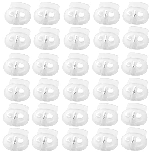 J.CARP Plastic Cord Locks End Spring Toggle Stopper, Elastic Cord Adjuster - color: Clear, Double Hole, size: Double Hole