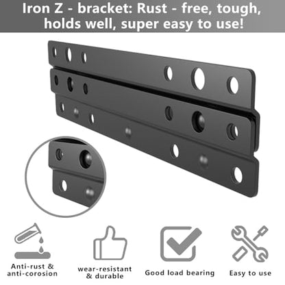 Heavy-Duty Z Interlocking 6 inches French Cleat Hanger, 4 Pairs | Metal Wall Mounting Z Bracket for Hanging Picture, Mirror, Whiteboard, Cabinet, Shelf in office, galleries (4, 6 Inches) - size: 6 Inch