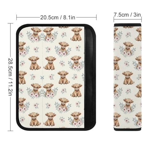 2 Pack Universal Soft and Comfortable Car Seat Straps Shoulder Pads for Kids, All Vehicles, Highland Cow Art Neck Strap Covers, Neck and Shoulder Support - color: Pattern 1130