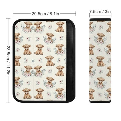 2 Pack Universal Soft and Comfortable Car Seat Straps Shoulder Pads for Kids, All Vehicles, Highland Cow Art Neck Strap Covers, Neck and Shoulder Support - color: Pattern 1130