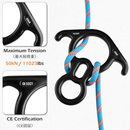 TRIWONDER Rescue Figure 8 Descender, 35kN 50kN Aluminum Rappelling Belay Gear Climbing Rigging Plate Downhill Equipment Heavy Duty - color: 50kN Black