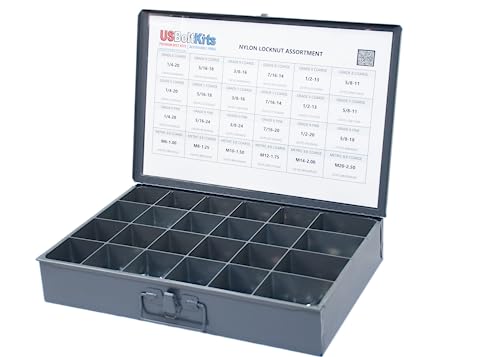 1200pcs Nylon Locknut Assortment USS, SAE, and Metric | Coarse and Fine Thread Grade 8, 5, and 8.8 (See Description for Quantities)