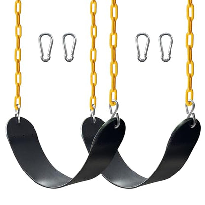 Sunnyglade 2PCS Swings Seats Heavy Duty with 66" Chain Support 250lb Black | Playground Outdoor Swing Seat Replacement with Snap Hooks, Coated Chains, Soft Eva Seat, Non-Slip Design & 250 Lb Capacity - color: Black