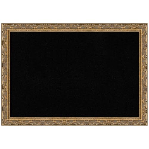 Amanti Art Black Cork Board for Wall, 28x40 Vision Board with Gold Frame, Large Corkboard Office Decor for Home Organization, Traditional Corkboard Pinboard to Display Items for Home Organization - color: Filigree Gold, size: 40" x 28"
