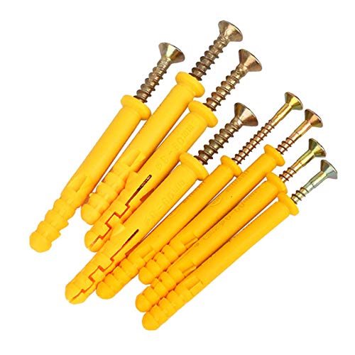 20 Set Screws and Anchors Set M5x60 Screw with 8x60 Plastic Expander Anchor Screw Hole Fillers and Screws Galvanized Plated for Drywall Hollow Wall Concrete Ceiling Tile Wood (Φ8-60mm,20set,M5 x 60) - size: Φ8-60mm