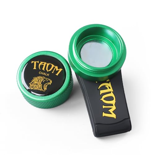 Banly Round Shaped Pool Chalk Holder, Portable Pool Chalk Cubes, Magnetic Mini Chalk Holder Pool Billiards, Pool Cue Chalk Case Container Box for Billiard Cue Tip Tool Pool Table Snooker Accessories - color: 3-Green Holder with Yellow Silicone Clip