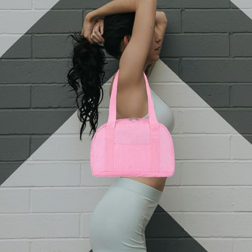 Mini Gym Bag for Women Girls, 12 inch Small Gym Tote, Lightweight Small Carry On Duffle Bag for Travel Sports - color: Pink