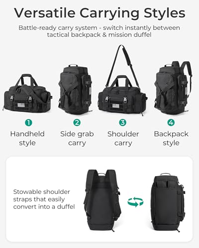 BAGSMART 4-IN-1 Gym Bag for Women Men, TSA Duffle Bag for Travel | With Shoe Compartment & Wet Pocket, 22L/30L/38L Tactical Backpack with 40oz Water Bottle Holder, Lightweight, Water-resistant - color: Olive Drab