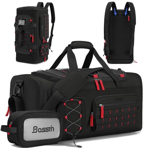 Bosstin Gym Bag for Men & Women, 45L Travel Duffle Sports Duffel Bag Gym Weekender Overnight Backpack with Shoe Compartment (Black) - color: 1Black