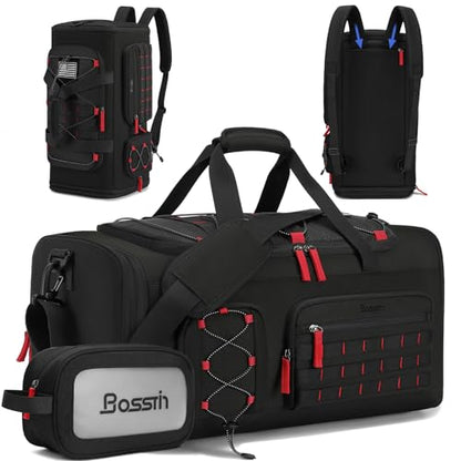Bosstin Gym Bag for Men & Women, 45L Travel Duffle Sports Duffel Bag Gym Weekender Overnight Backpack with Shoe Compartment (Black) - color: 1Black