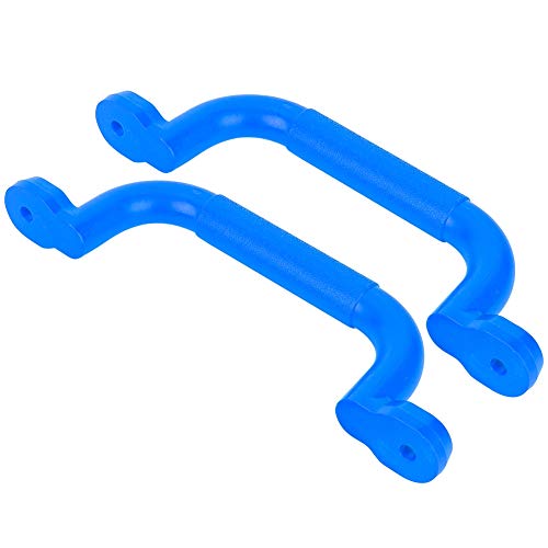 Playground Safety Handle, Blue Plastic Non-Slip Climbing Frame Grips for Kids Outdoor Indoor Garden, Swing Set and Tree House Accessories with Mounting Hardware, Ages 5+