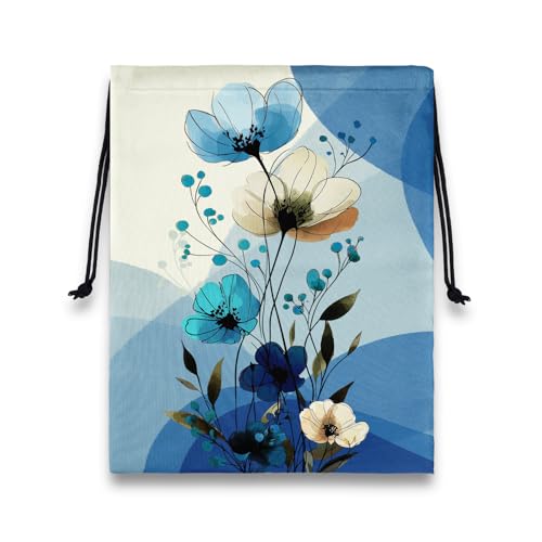 Gymnastics Grip Bag Blue Poppy Flower Gymnastics Pouch Lightweight String Athlete Bag - color: Blue Flower