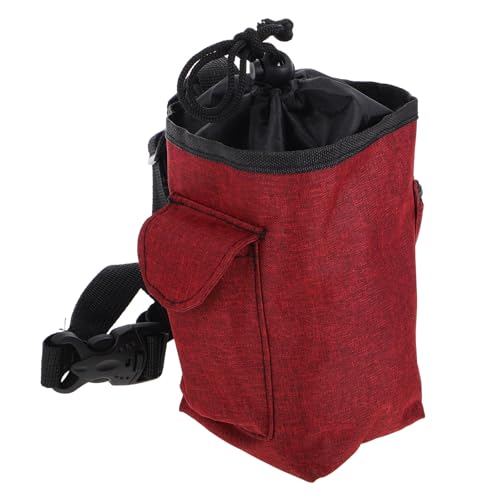 Healifty Bouldering Chalk Bag with Zipper Storage Pocket, Burgundy Rock Climbing Chalk Holder Waist Pouch for Gymnastics and Weightlifting Gear Accessories