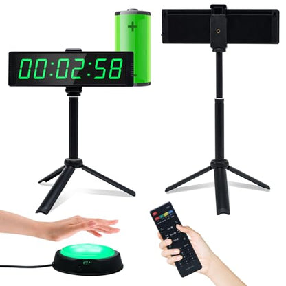 YZ Gym Timer Clock for Home Gym, Fitness Timer with Stopwatch, Large Digital Stopwatch Countdown Clock, 12/24H Digital Wall Clock, with Stand - style: battery (with stand)