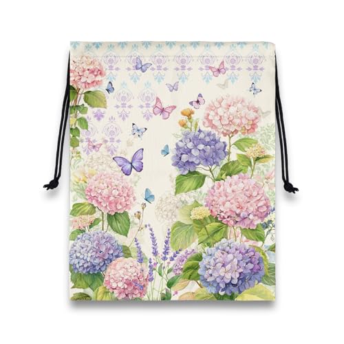 Flower Butterfly Grip Bag for Gymnast Drawstring Athlete Bag for Sport Dance - color: Pink Purple Floral