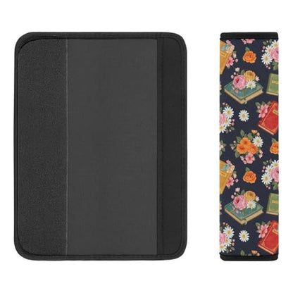 2PCS Readers Librarian Reading Flowers Book Car Seat Straps Shoulder Pads Universal Soft and Comfortable Seat Belt Covers Cushion for Child, All Vehicles, Shock Absorption - color: Pattern 493