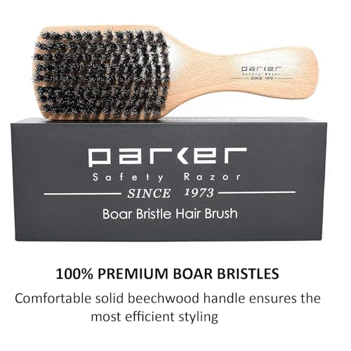 Parker Boar Bristle Hair Brush with Beechwood Handle | Natural Boar Bristles Distribute Oils, Smooth Hair And Gently Stimulate The Scalp; Ideal For Short, Fine Or Thinning Hair.