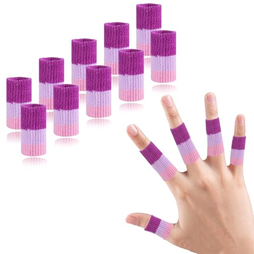 Finger Compression Sleeves Support, Finger Protectors Cots for Arthritis Swelling Basketball Sport, Breathable Elastic (10, Purple Pink, One Size) - color: Purple Pink
