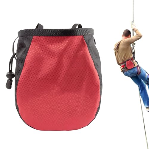 Bouldering Chalk Bag Waterproof Adjustable Leakproof | Drawstring Chalk Belt Pouch for Outdoor Weight Lifting Training Mountaineering Climber Athlete Instructor - color: Black red