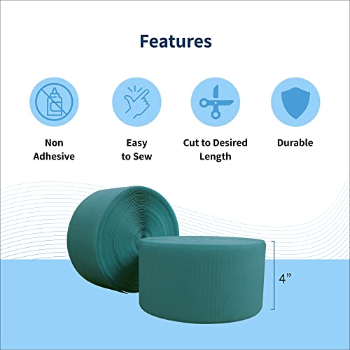 Envirolite Hook Fastener | 4" Wide, 42' Long | Gymnastics and Cheer Mat Tape | Nylon Hook for Carpet Bonded Foam Seams - Teal - style: Teal
