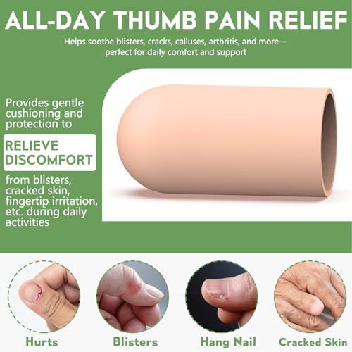 Gel Finger Cots for Thumbs, 10 Pcs Silicone Finger Caps, Rubber Finger Protector Covers for Trigger, Arthritis, Cracking, Peeling, Hangnail, Callus and Pain Relief, (Nude, Medium)