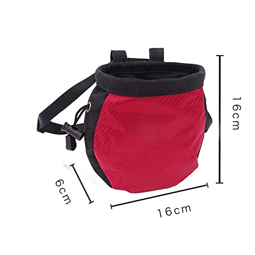 Chalk Bag,Rock Climbing Gear,Metal Powder Bags，with Zippered Pocket and Adjustable Waistband，Suitable for Fitness, Rock Climbing, Track and Field, Weightlifting, Billiards Chalk Bag (Red)