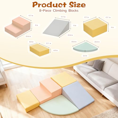 Climbing Toys for Toddlers, 5-Piece Soft Foam Climbing Blocks Set, Toddler Playtime Corner Climber Indoor Foam Play Gym - style: 5-Piece