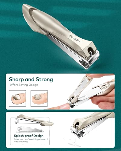 MR.GREEN Manicure Set, German Stainless Nail Clippers Set Anti Splash, Heavy Duty Fingernail& Toenail Clipper for Men& Women, Professional Personal Care Tools with Exquisite Travel Case - color: Grey