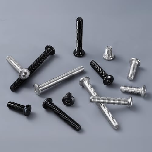 5/16-18 x 5/8" Bolt, 35PCS Flat Head Hex Socket Cap Screws Bolts, 304 Stainless Steel 18-8, Fully Threaded, Black Zinc Finish, with Hex Spanner - color: Black, size: 5/16-18 x 5/8
