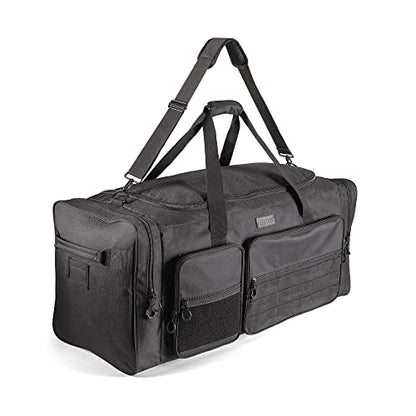 Fitdom 130L 36" Extra Large Sports Gym Equipment Travel Duffle Bag | Heavy Duty, Adjustable Shoulder Strap, 7 Compartments, Perfect for Soccer Baseball Basketball Hockey Football, Team Coaches - color: Black