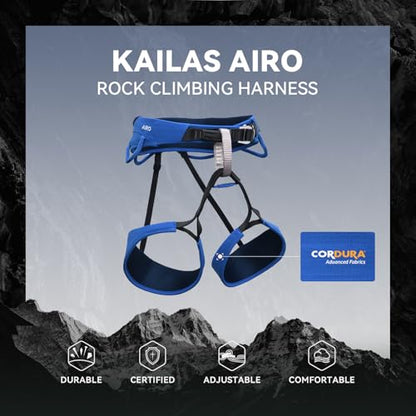 KAILAS Airo Rock Climbing Harness Men Roofing Harnesses Rescue Mountaineering Safety Belt Women Comfortable Lightweight - color: Smart Blue, size: Small