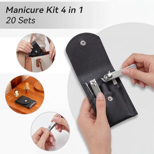 20-Piece Complete Nail Care Kit, Professional Manicure Set with Stainless Steel Tools for Home Use, Travel & Gifts | Portable Nail Clipper Kit in Black Case (Black) - color: Black