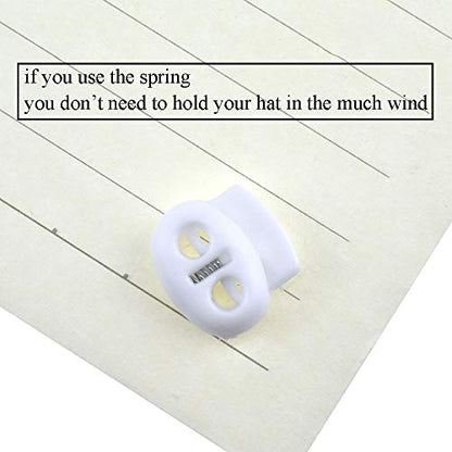 Spring Elastic Fastener Toggles Plastic Cord Lock Buttons Stopper Slider Thread Smooth Hold Tightly - color: Double Holes White-17*16mm 40pcs
