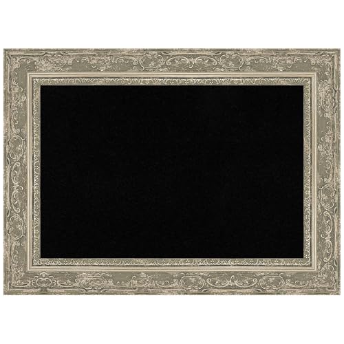 Amanti Art Black Cork Board for Wall, 16x22 Vision Board with Silver Frame, Small Corkboard Office Decor for Home Organization, Traditional Corkboard Pinboard to Display Items for Home Organization - color: Filigree Silver, size: 22" x 16"