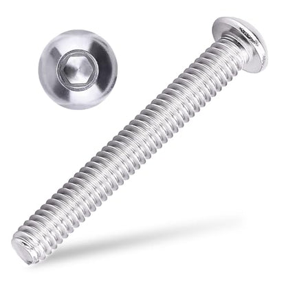 1/4-20 x 2 Button Head Socket Cap Bolts Screws, 304 Stainless Steel 18-8, Allen Hex Drive, Bright Finish, Fully Machine Thread, Pack of 100 - size: 1/4-20 x 2
