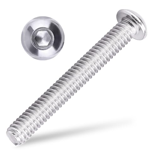 1/4-20 x 2 Button Head Socket Cap Bolts Screws, 304 Stainless Steel 18-8, Allen Hex Drive, Bright Finish, Fully Machine Thread, Pack of 50 - size: 1/4-20 x 2