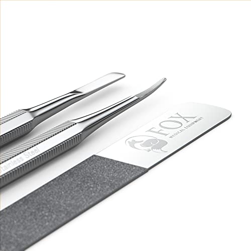 Fox Medical Equipment Ingrown Toenail Treatment Kit – Diamond File & Professional Toenail Lifter Tool – Surgical Stainless Steel Set for Pain-Free Relief, Precision Pedicure & Safe Nail Care