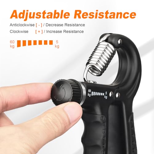GRIFEMA GA5003 Hand Grips Strengthener, Forearm Strengthener, Hand Gripper with Counter, Adjustable Resistance 5-60kg, for Muscle Building and Injury Recovery
