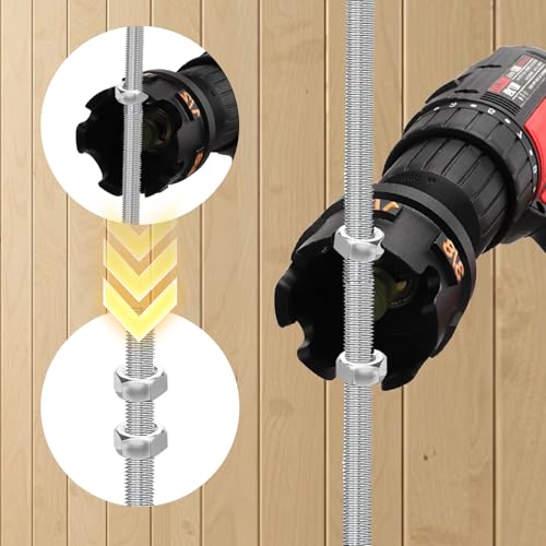 Nut Zipper Drill Attachment for Fast Nut and Bolt Removal, Aluminium Alloy Hex Shank Nut Driver for 1/4", 3/8", and 1/2" Threaded Rods,Fast Nut and Bolt Removal for Conduit Racks,Strut Systems 1 piece