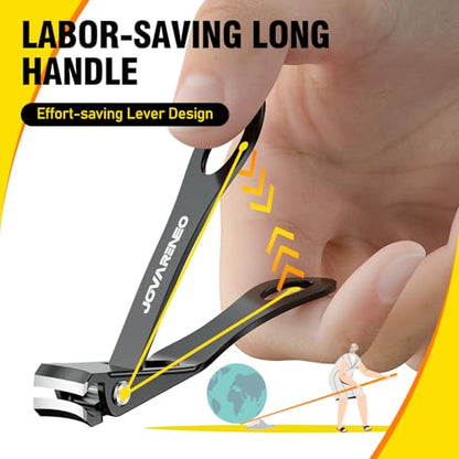 Toenail Clippers for Seniors, Angled Head Toe Nail Clippers for Thick Toenails, Wide Jaw Clippers, Ergonomic Anti-Splash Cutter, Upgraded Long Handled Toenail Clippers - size: Angled Head